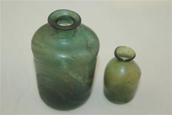 Two Roman glass bottles, c.2nd-4th century AD, 5.5 - 9.5cm